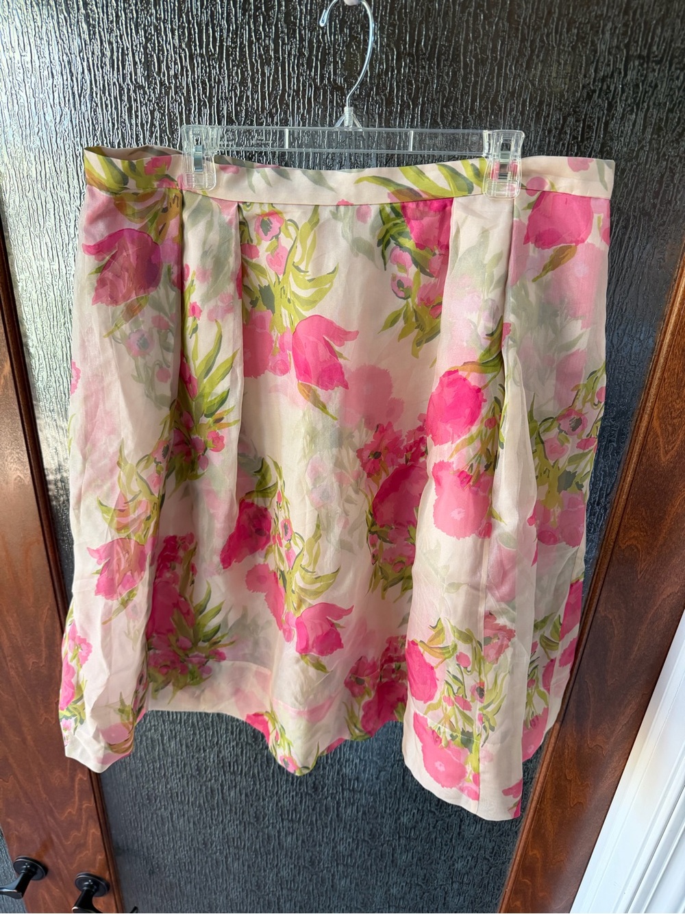 Boden Pink Floral Silk Skirt – Romantic Garden Print – US 14R 🌸